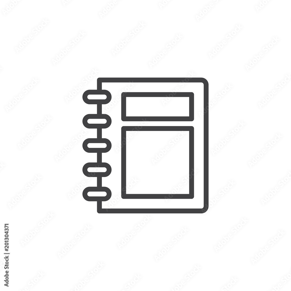 Spiral notebook cover outline icon. linear style sign for mobile concept and web design. Notepad simple line vector icon. Symbol, logo illustration. Pixel perfect vector graphics Spiral notebook cover outline icon. linear style sign for mobile concept and web design. Notepad simple line vector icon. Symbol, logo illustration. Pixel perfect vector graphics