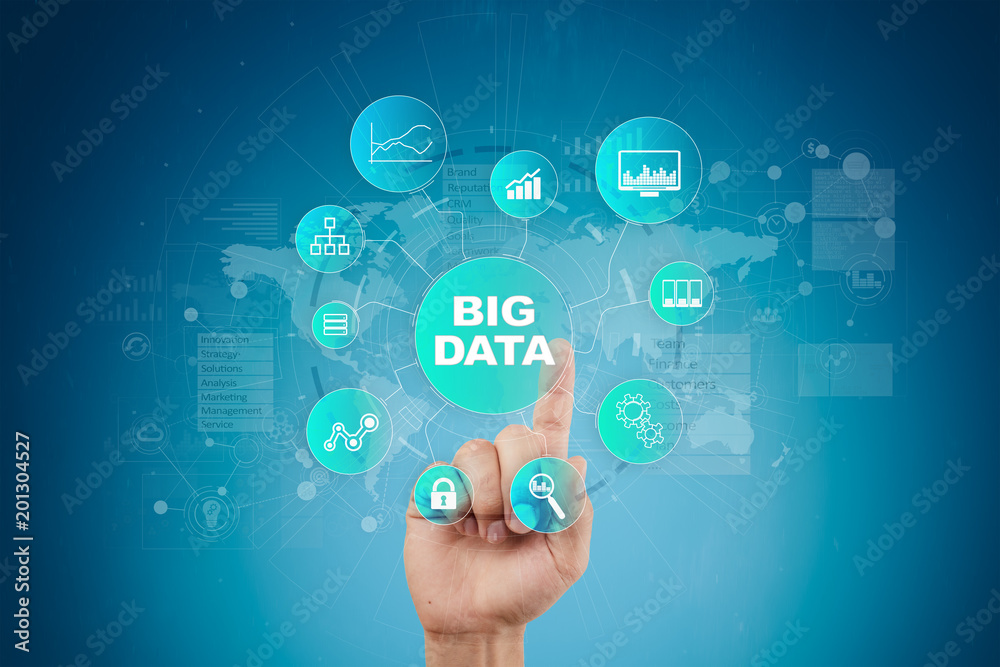 Big data technology and internet concept on the virtual screen. Big data technology and internet concept on the virtual screen.