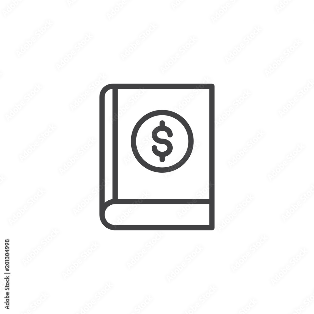 Book with dollar outline icon. linear style sign for mobile concept and web design. Economy financial book simple line vector icon. Symbol, logo illustration. Pixel perfect vector graphics Book with dollar outline icon. linear style sign for mobile concept and web design. Economy financial book simple line vector icon. Symbol, logo illustration. Pixel perfect vector graphics