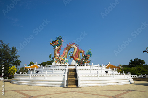 Dragon sculpture in Public park at Nakhonsawan, Thailand. (Utayan Sawan)