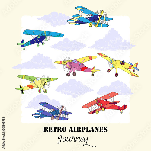 Background with Colored Airplanes