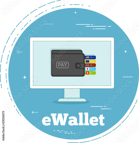 eWallet concept in line art style