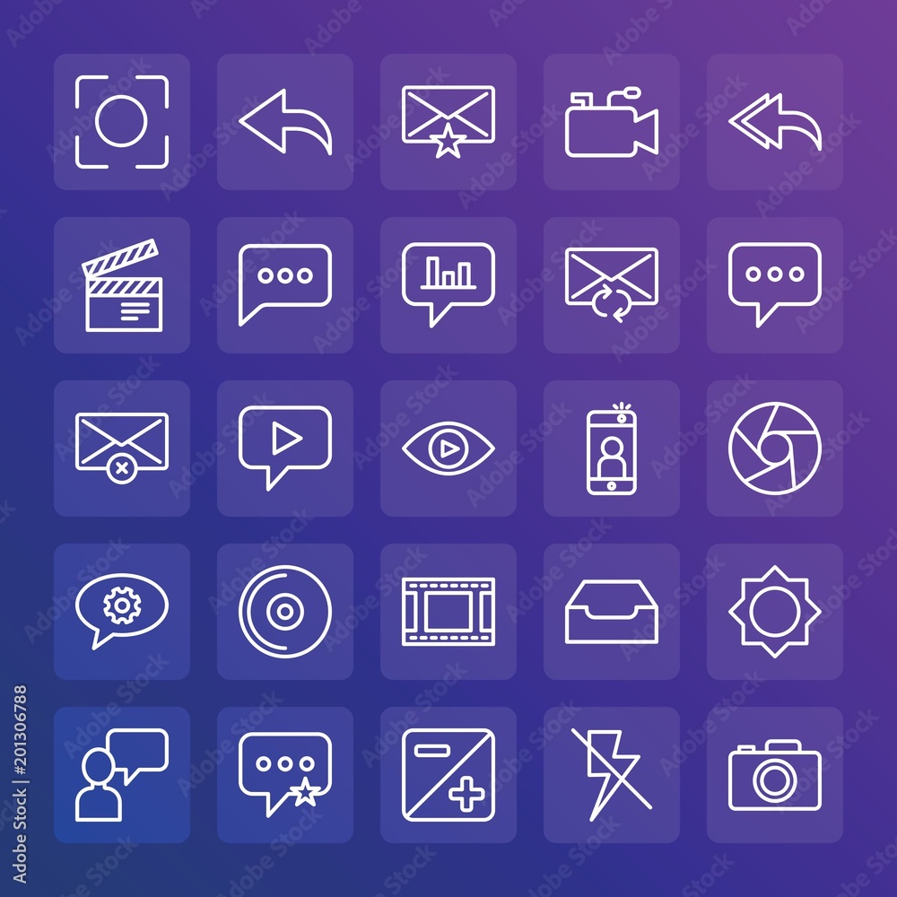 Modern Simple Set of chat and messenger, video, photos, email Vector outline Icons. ..Contains such Icons as mobile, space, video and more on gradient background. Fully Editable. Pixel Perfect. Modern Simple Set of chat and messenger, video, photos, email Vector outline Icons. ..Contains such Icons as mobile, space, video and more on gradient background. Fully Editable. Pixel Perfect.