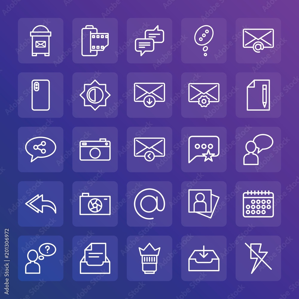 Modern Simple Set of chat and messenger, video, photos, email Vector outline Icons. ..Contains such Icons as person, speech, email and more on gradient background. Fully Editable. Pixel Perfect. Modern Simple Set of chat and messenger, video, photos, email Vector outline Icons. ..Contains such Icons as person, speech, email and more on gradient background. Fully Editable. Pixel Perfect.