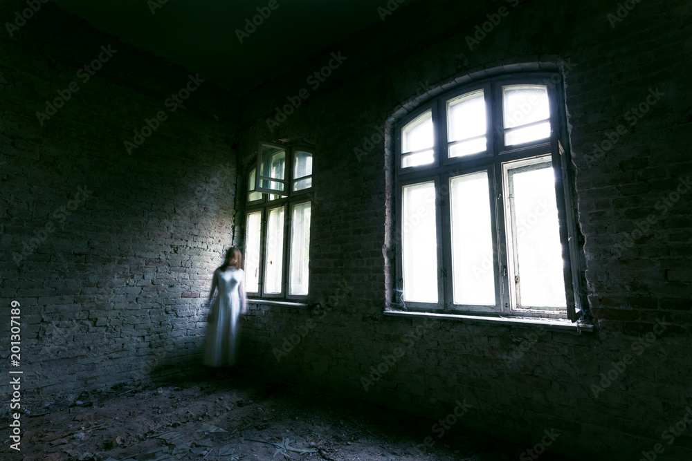 Horror ghost girl in abandoned building Stock Photo | Adobe Stock