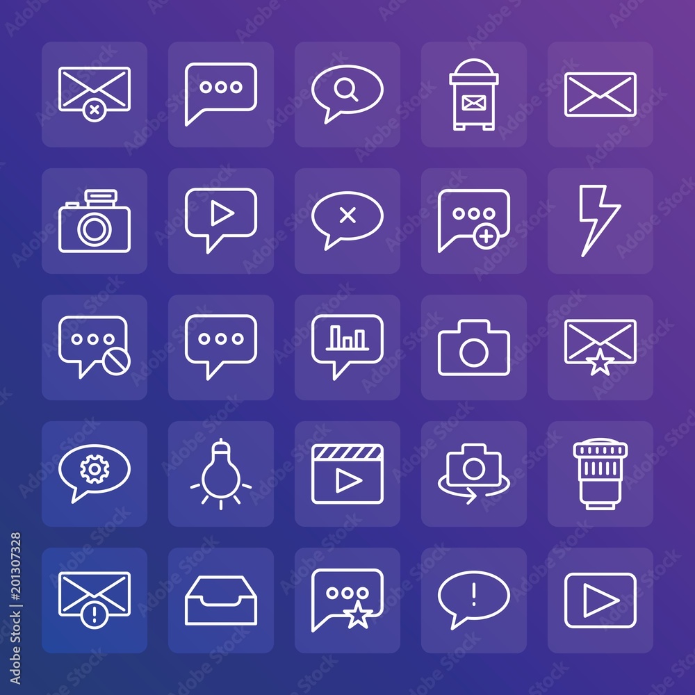 Modern Simple Set of chat and messenger, video, photos, email Vector outline Icons. ..Contains such Icons as house, mobile, home, lens and more on gradient background. Fully Editable. Pixel Perfect. Modern Simple Set of chat and messenger, video, photos, email Vector outline Icons. ..Contains such Icons as house, mobile, home, lens and more on gradient background. Fully Editable. Pixel Perfect.