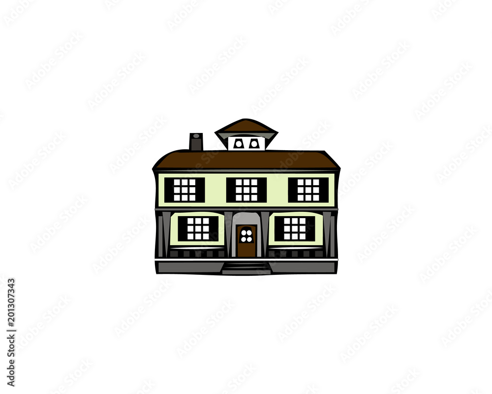 Family vacation house, mansion, real estate in rural area. Facade apartment house.