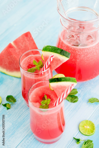 Refreshing cold watermelon juice smoothie drinks for summer