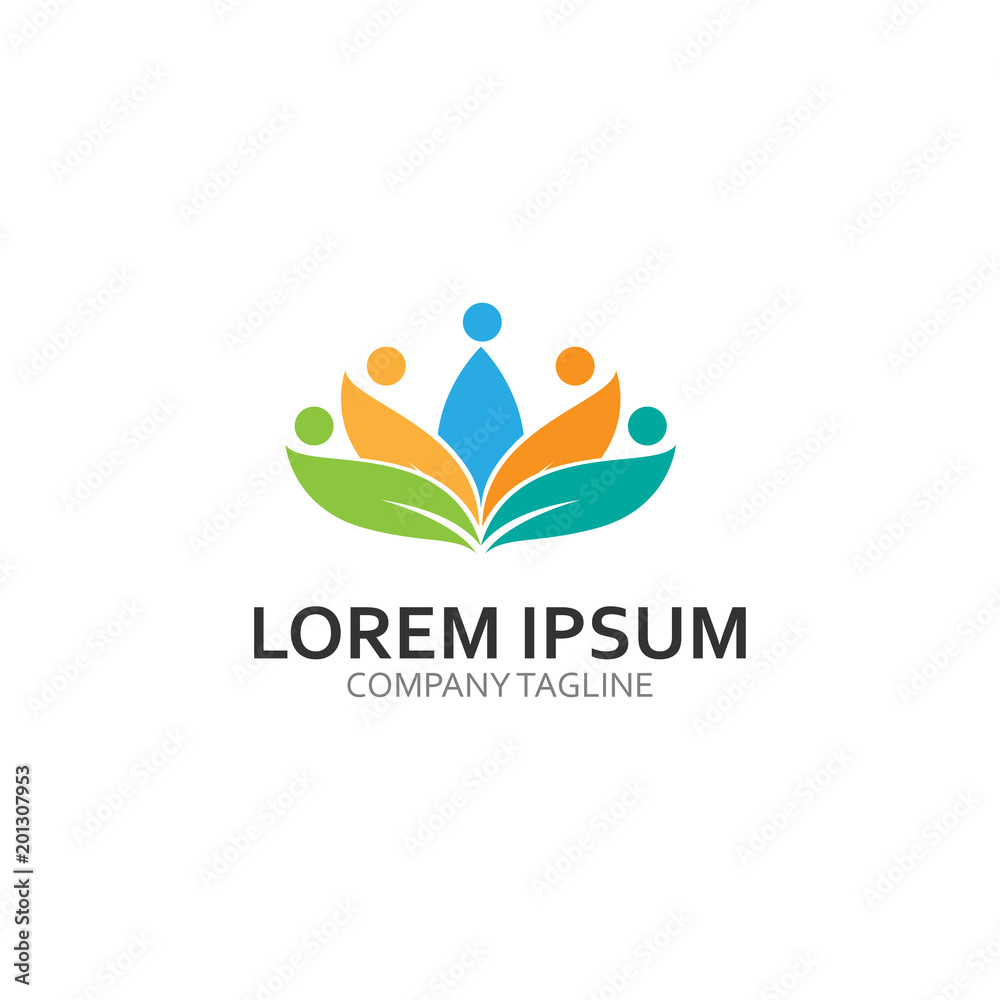 Fototapeta premium ecology group people logotype modern icon illustration