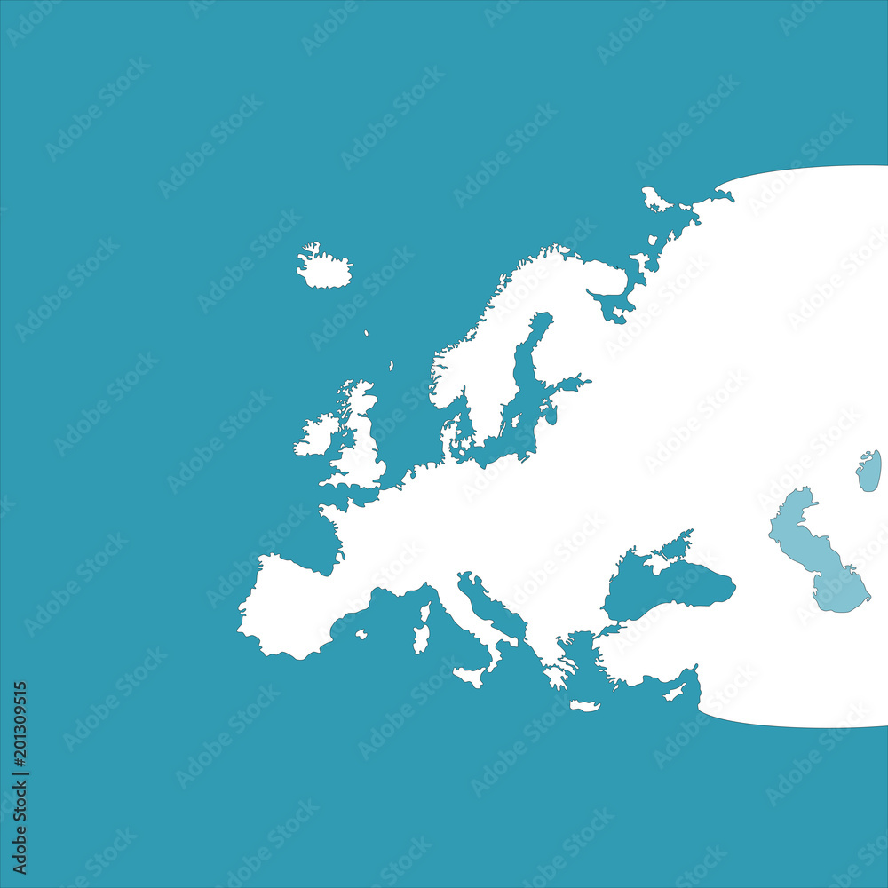 Europe continent map contours
