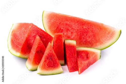 Watermelon and watermelon pieces isolated on a white background