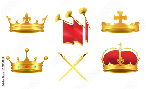 Gold Kings Medieval Attributes Illustrations Set