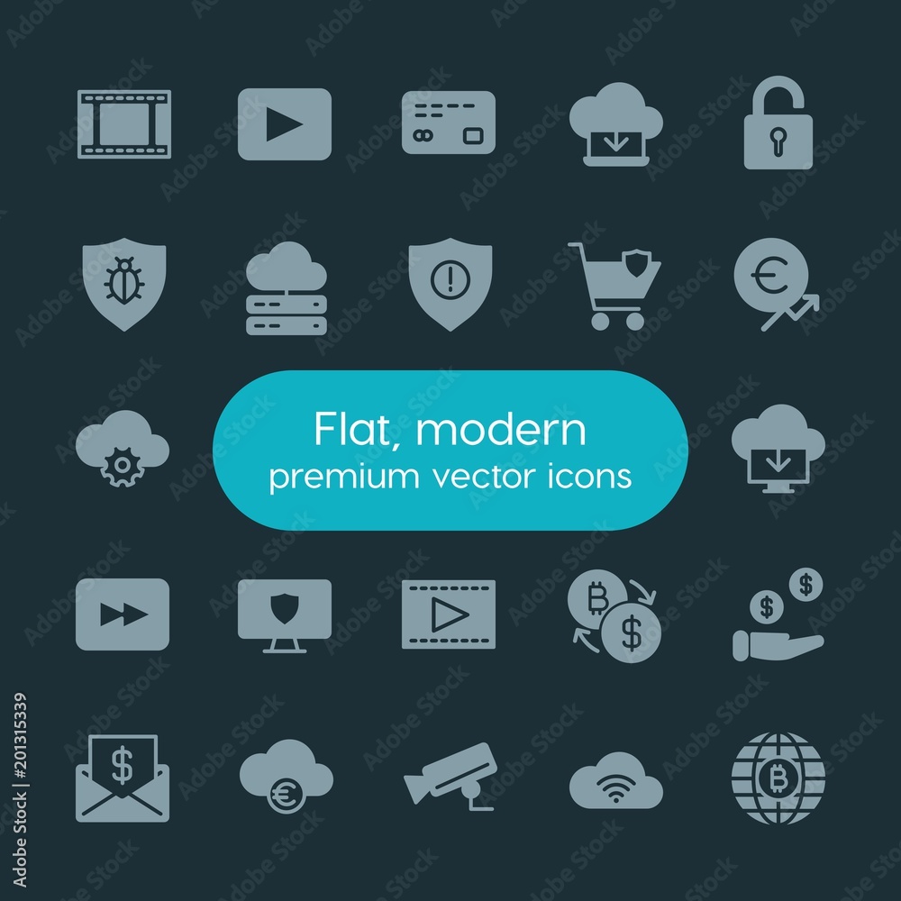 Modern Simple Set of money, cloud and networking, security, video Vector fill Icons. ..Contains such Icons as unlock, card, finance, data and more on dark background. Fully Editable. Pixel Perfect. Modern Simple Set of money, cloud and networking, security, video Vector fill Icons. ..Contains such Icons as unlock, card, finance, data and more on dark background. Fully Editable. Pixel Perfect.