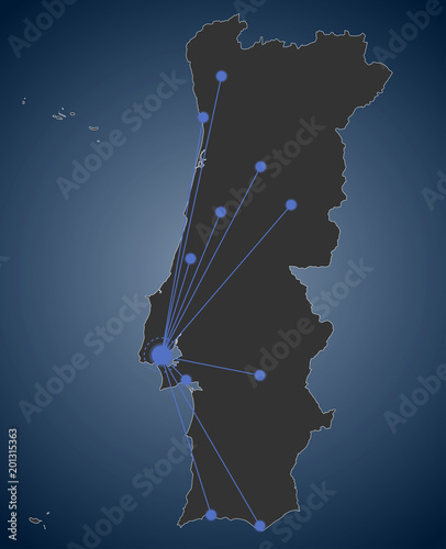Lisbon-Centered Portugal Map