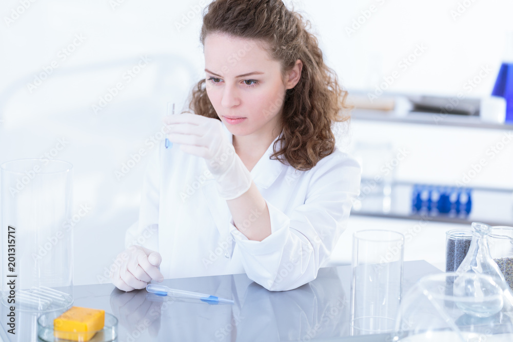 Chemist woman during laboratory analysis Chemist woman during laboratory analysis
