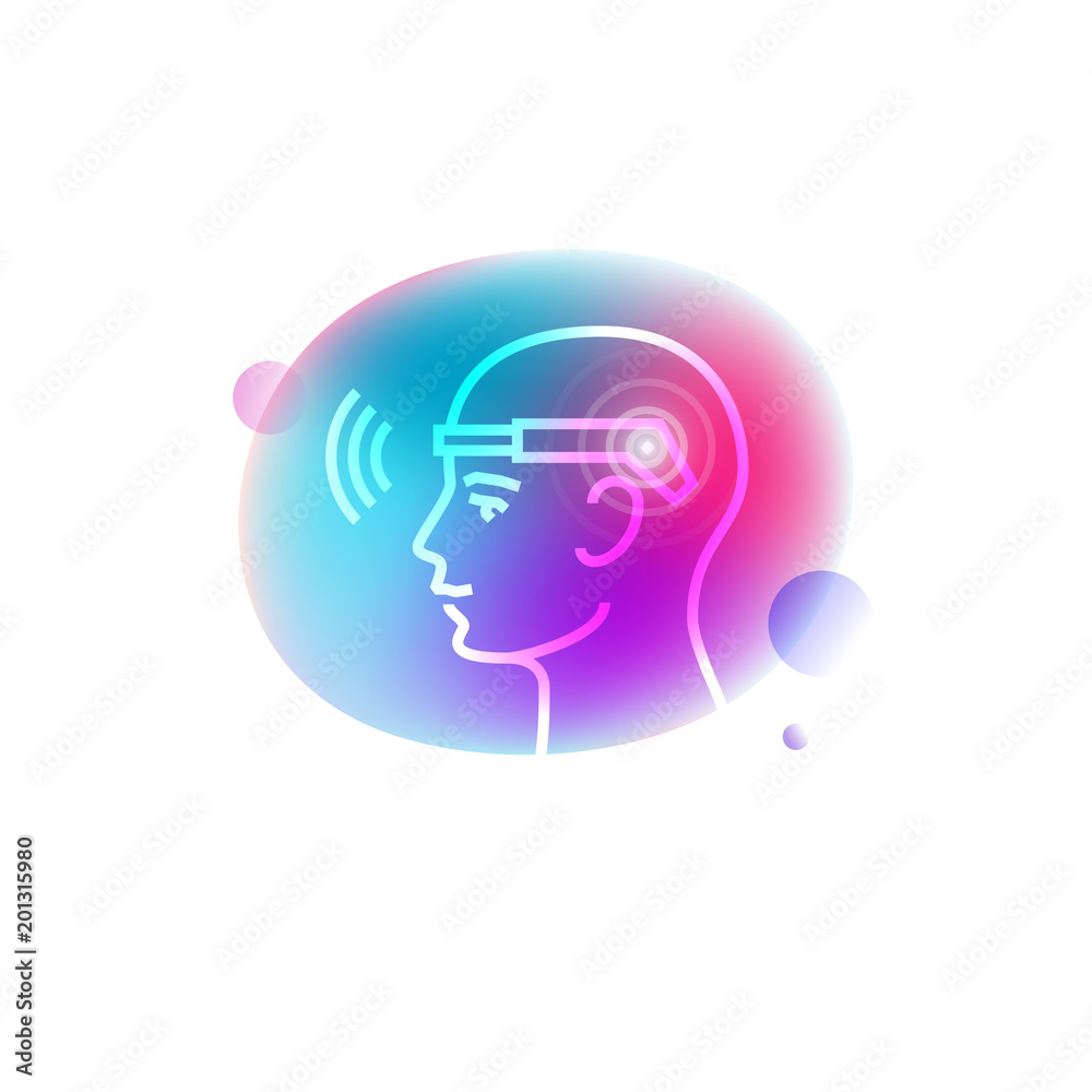 Smart headband neon icon