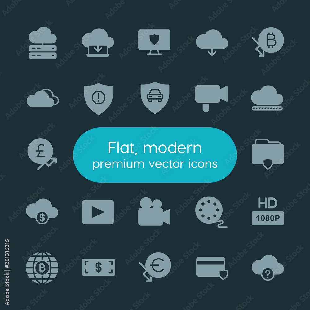 Modern Simple Set of money, cloud and networking, security, video Vector fill Icons. ..Contains such Icons as security, internet, file, hd and more on dark background. Fully Editable. Pixel Perfect. Modern Simple Set of money, cloud and networking, security, video Vector fill Icons. ..Contains such Icons as security, internet, file, hd and more on dark background. Fully Editable. Pixel Perfect.