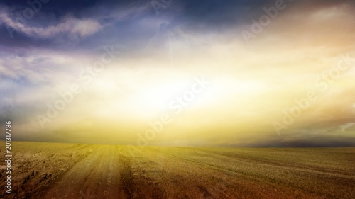 Road to sunset . Dramatic nature background . Explosion in the Sky . Light from sky . Religion background . Steps leading up to the sun . Way to God . 