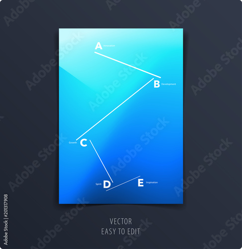 Abstract colourful graphic design of brochure in fluid liquid style with blurred smooth background.