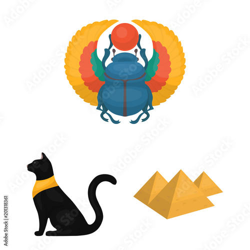 Ancient Egypt cartoon icons in set collection for design. The reign of Pharaoh vector symbol stock web illustration.