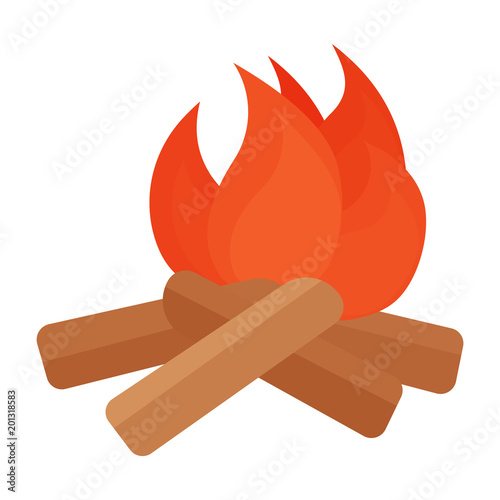 Fire for camping, travelling and hiking. Forest leasure and tourism. Nature outdoor activity. Campfire, flame