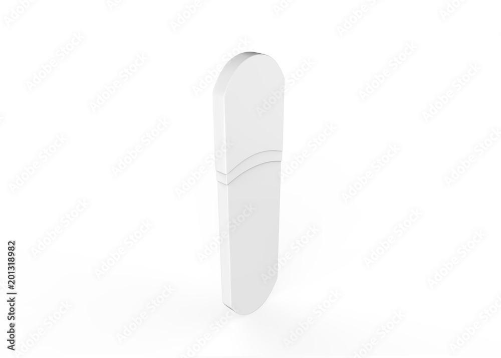 Blank white USB drive design mock up on isolated white background, 3d illustration Blank white USB drive design mock up on isolated white background, 3d illustration