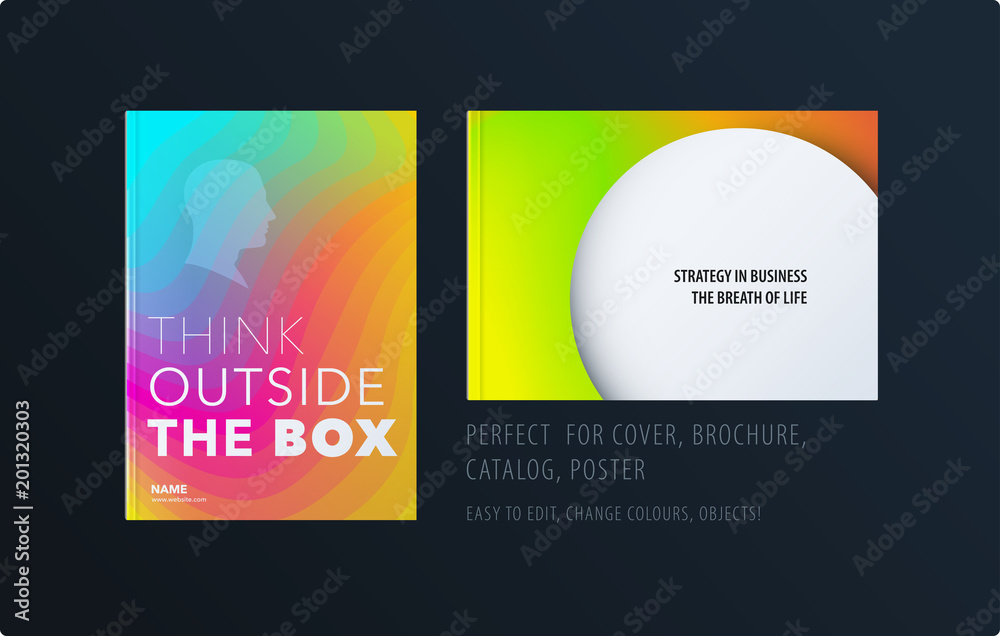 Fototapeta premium Abstract colourful graphic design of brochure in fluid liquid style with blurred smooth background. Set
