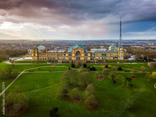 Photography London, England - Aerial panromaic view of Alexandra Palace in Alexandra Park wi