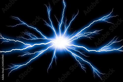 Electricity Lightning flash thunder isolated on black background