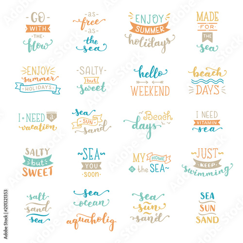 Vector colored lettering on sea / ocean theme.