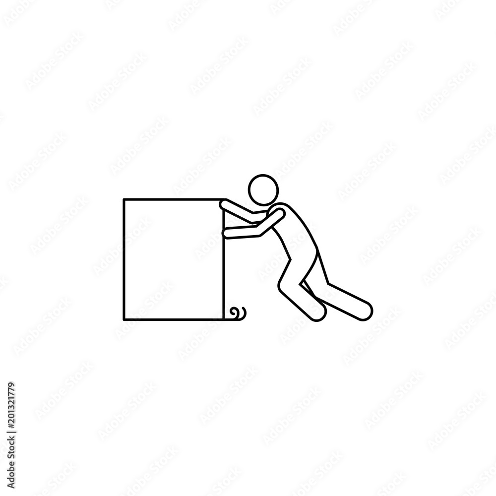 the person pushes the box hard icon. Element of man carries a box illustration. Premium quality graphic design icon. Signs and symbols collection icon for websites the person pushes the box hard icon. Element of man carries a box illustration. Premium quality graphic design icon. Signs and symbols collection icon for websites