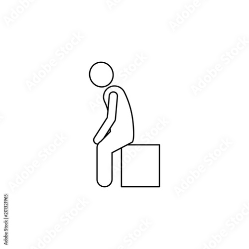man is sitting on a box icon. Element of man carries a box illustration. Premium quality graphic design icon. Signs and symbols collection icon for websites