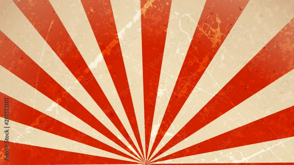 Circus carnival Background Rotation Loop/
Animation of an abstract vintage and retro circus background rotating, with sunbeams an stripes