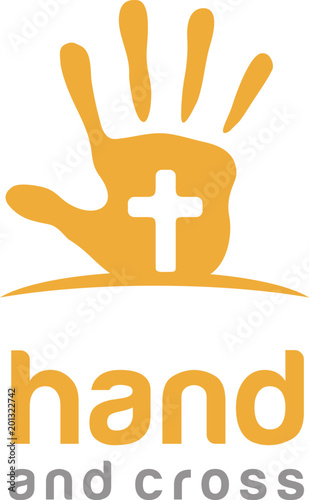 Morning Sun Cross Kids Hand Paint Christian Catholic Church logo design 