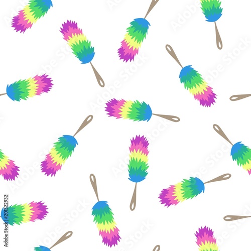 soft brush for brushing dust during cleaning. Vector illustration. Seamless Pattern