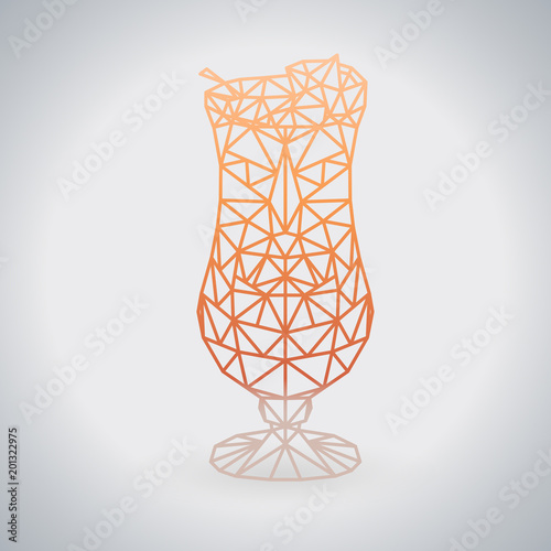 Abstract polygonal tirangle cocktail pina colada. Hipster cocktail menu