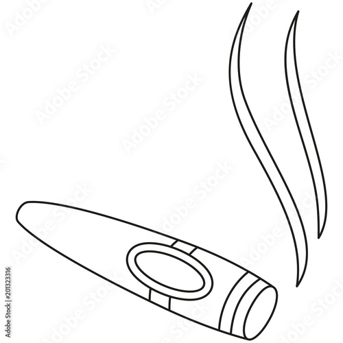 Line art black and white lighted cigar