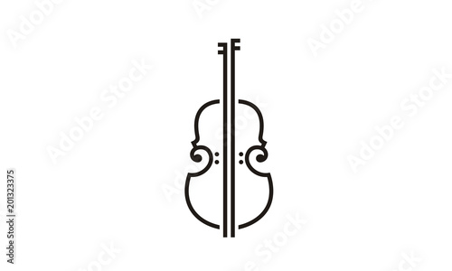 Line Art Violin Viola Fiddle Cello bass music instrument logo design inspiration