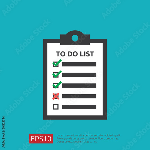 To do list or planning icon in flat style. vector illustration concept of checklist paper sheet reminder with check marks. © 200degrees