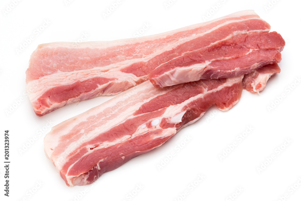 Meat pork slices isolated on the white background. Meat pork slices isolated on the white background.