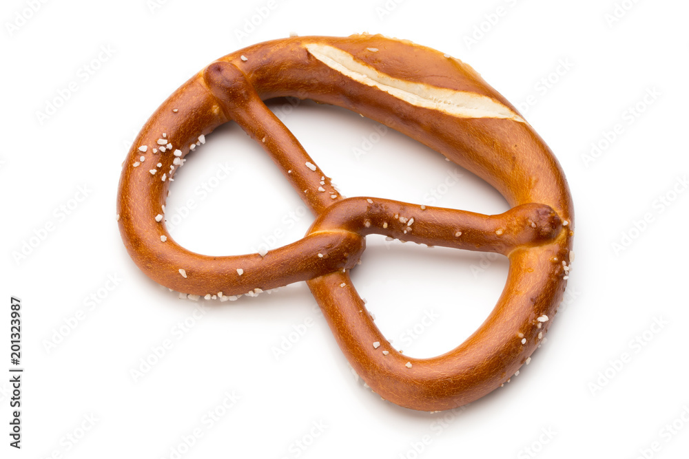 Pretzel isolated on white. Fresh fragrant brezel top view. Pretzel isolated on white. Fresh fragrant brezel top view.