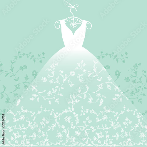 wedding dress with floral lace ornament	