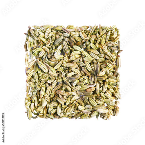 Fennel seeds in square composition