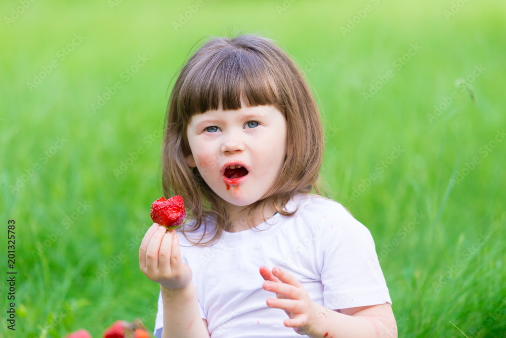 face, strawberry eating, serious, close up face, strawberry eating, serious, close up