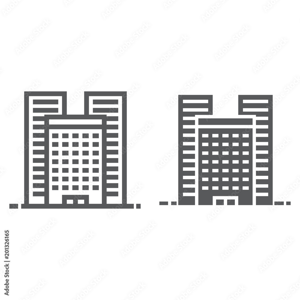 Buildings line and glyph icon, real estate and home, town sign vector graphics, a linear pattern on a white background, eps 10. Buildings line and glyph icon, real estate and home, town sign vector graphics, a linear pattern on a white background, eps 10.