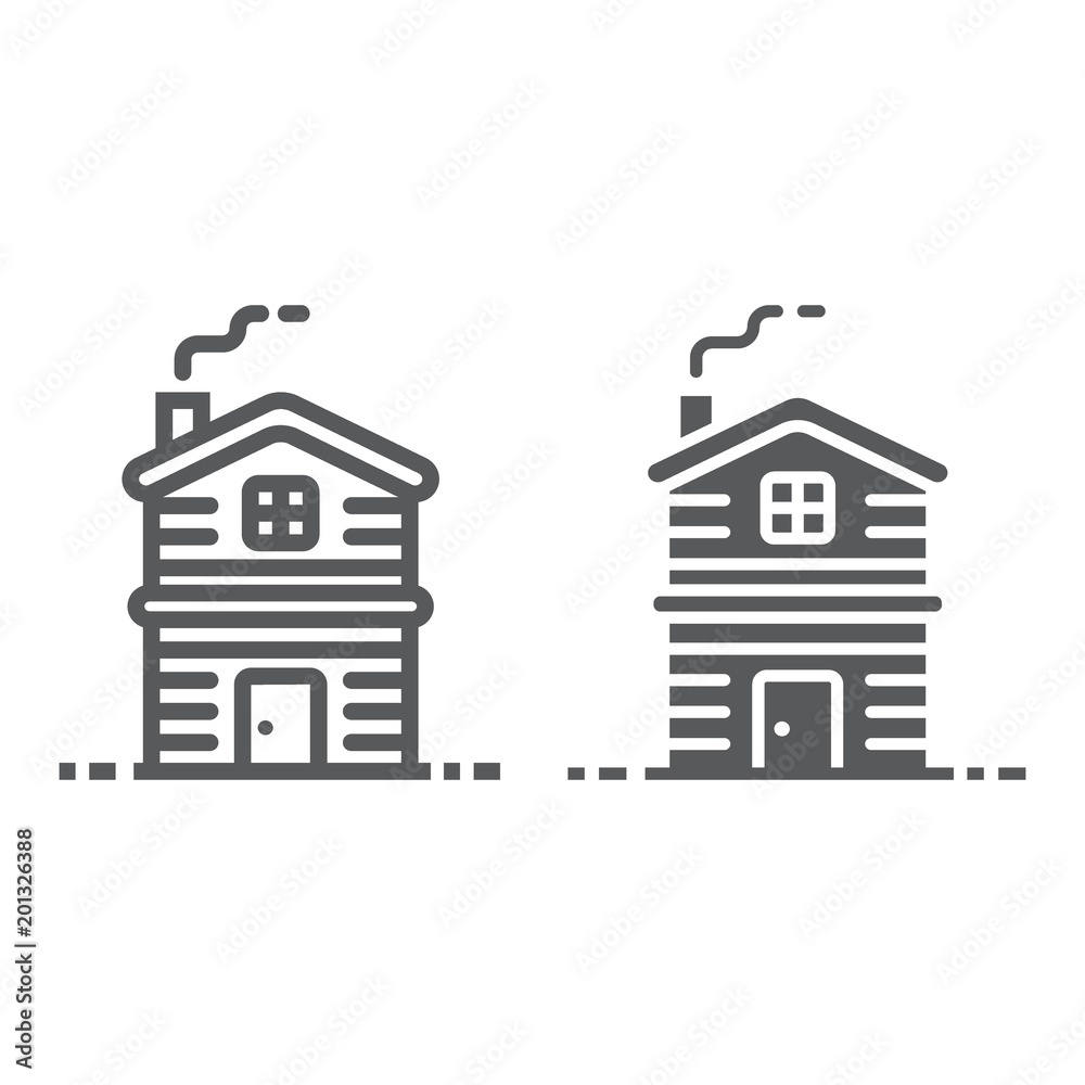 Cottage line and glyph icon, real estate and home, apartment sign vector graphics, a linear pattern on a white background, eps 10.