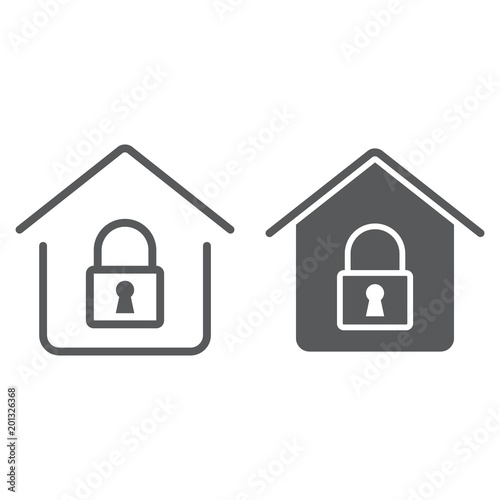 Home Lock line and glyph icon, real estate and home, security sign vector graphics, a linear pattern on a white background, eps 10. © amin268