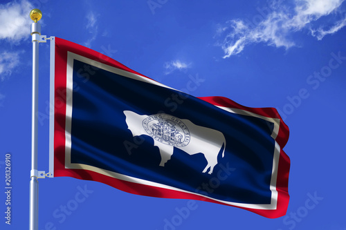 Silk waving flag of Wayoming state.3d illustration photo