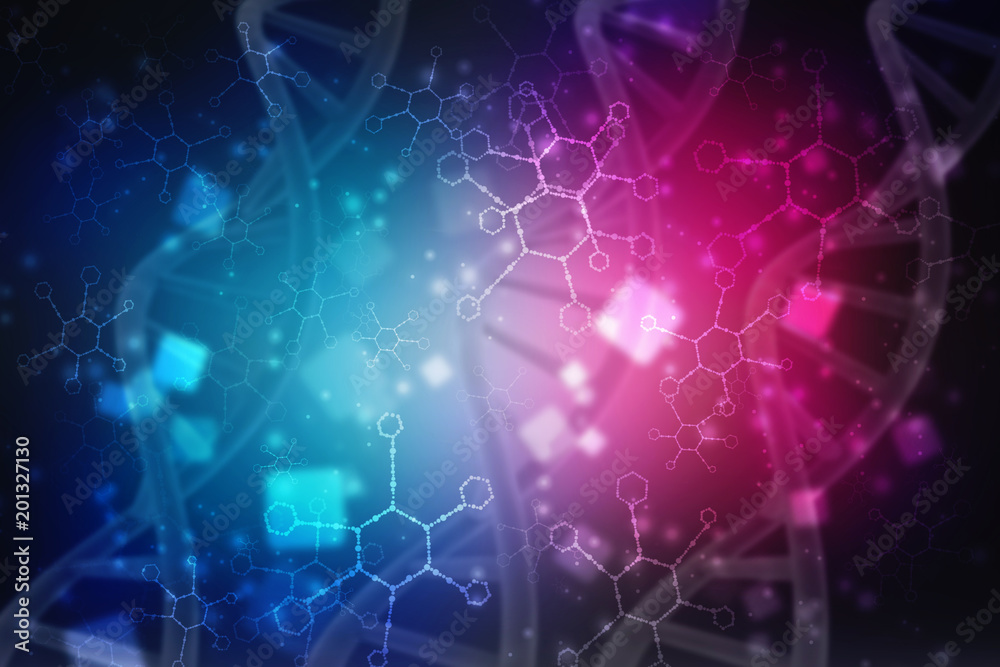 3d render of dna structure, abstract background