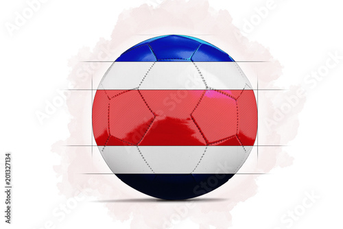 Digital Artwork sketch of a Soccer ball with team flag. Costa Rica  Central America